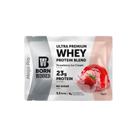 Pudra proteica cu 69% BCAA si capsuni Mega Pro, 30 g, Born Winner