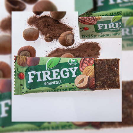 Baton vegan fara gluten cu cacao si alune, 25 g, Firegy 547354