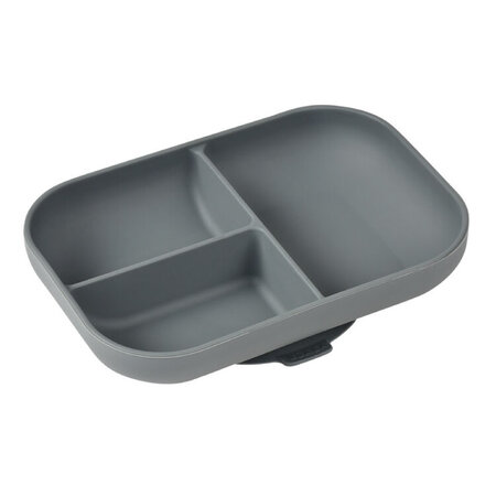 Farfurie compartimentata din silicon cu ventuza, Mineral Grey