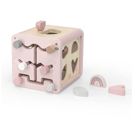 Jucarie cub din lemn, 18 luni+, Pink, Label Label 548117