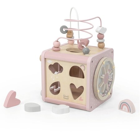 Jucarie cub din lemn, 18 luni+, Pink, Label Label 548116