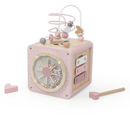 Jucarie cub din lemn, 18 luni+, Pink, Label Label 548120