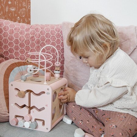 Jucarie cub din lemn, 18 luni+, Pink, Label Label 548119