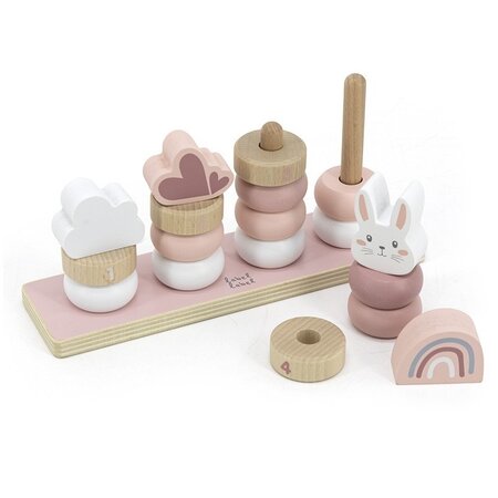 Jucarie stivuibila din lemn, 18 luni+, Pink, Label Label 548166
