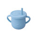Cana din silicon cu manere si pai, Bleu, 200 ml, Oaki 548179