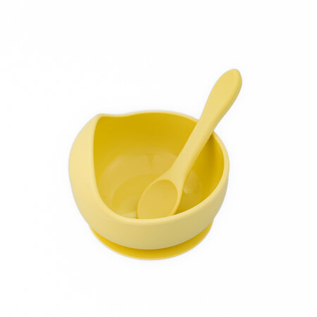 Castron cu ventuza si lingurita din silicon