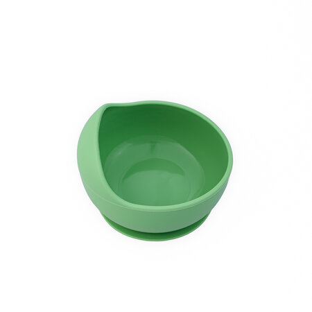 Castron cu ventuza si lingurita din silicon, Verde Pal, Oaki 548193