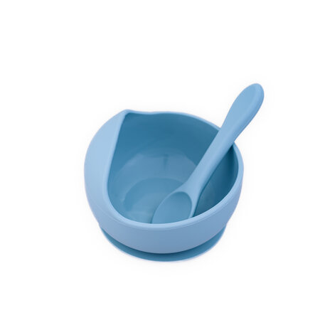 Castron cu ventuza si lingurita din silicon