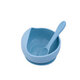 Castron cu ventuza si lingurita din silicon, Bleu, Oaki 548199
