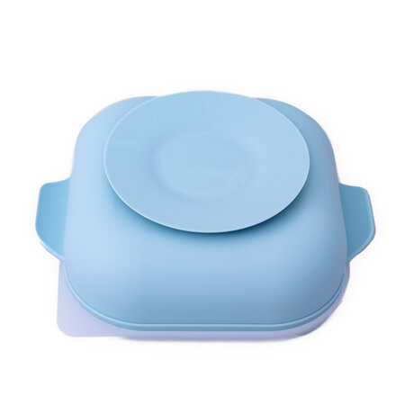 Farfurie compartimentata cu ventuza si lingurita din silicon, +6 luni, Bleu, Oaki 548212