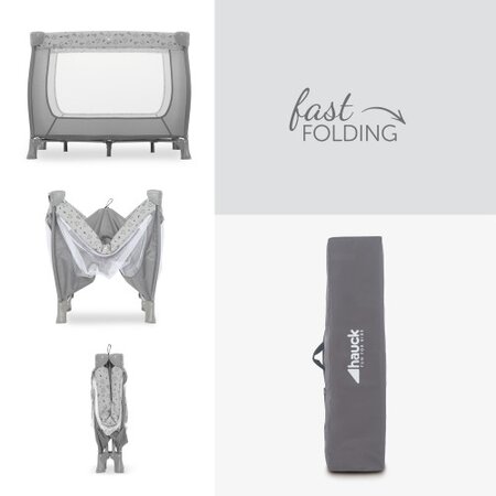 Tarc pliabil Sleep N Play pentru copii SQ Nordic Grey, Hauck 548252