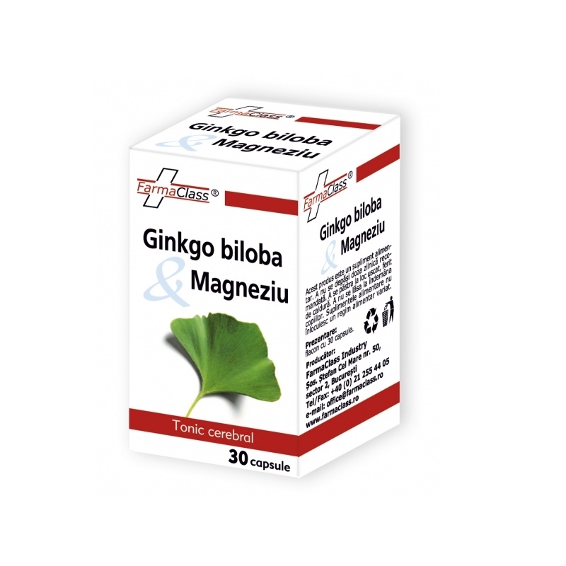 Ginkgo Biloba si Magneziu, 30 capsule, Farmaclass