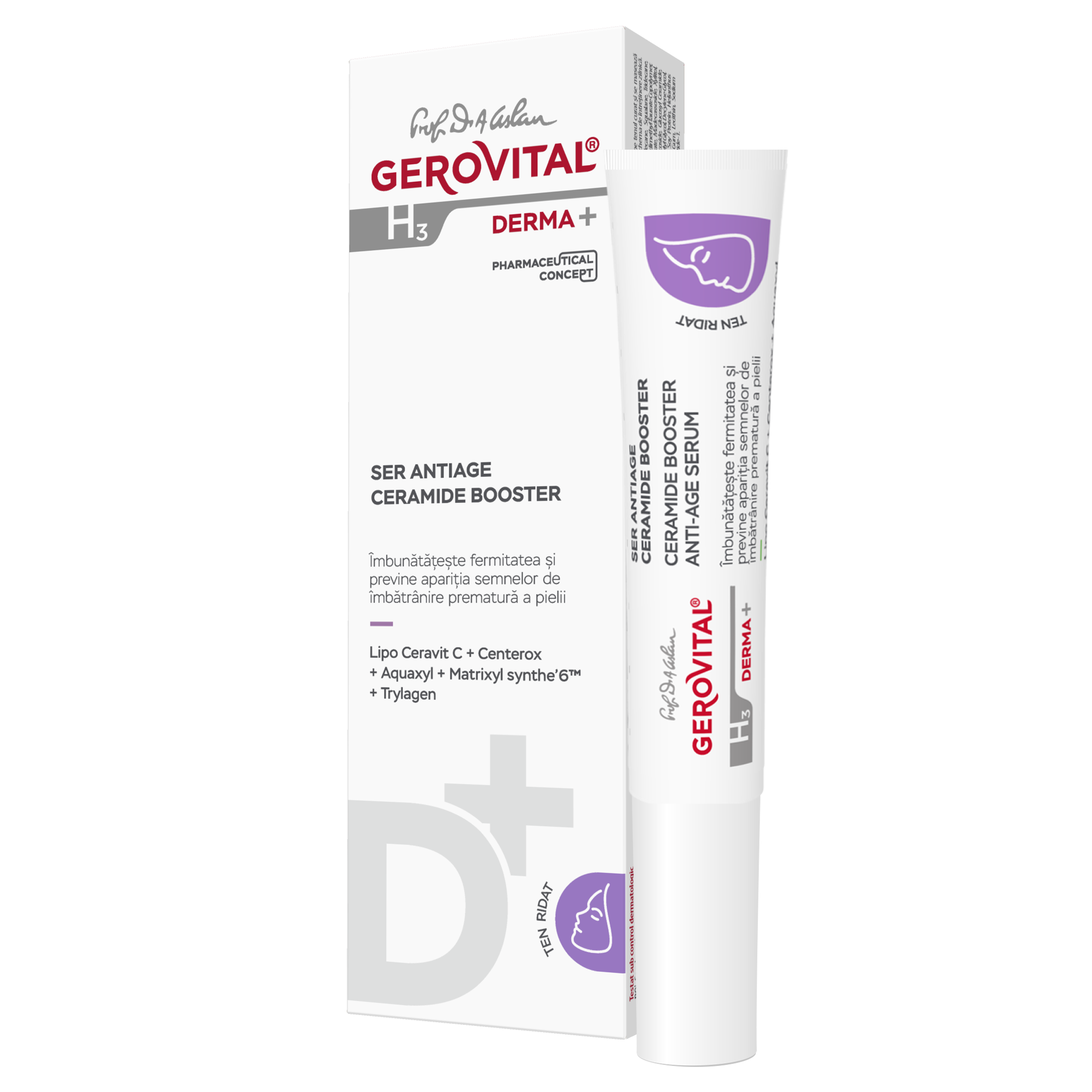 Ser antirid cu Ceramide Booster H3 Derma+, 15 ml, Gerovital