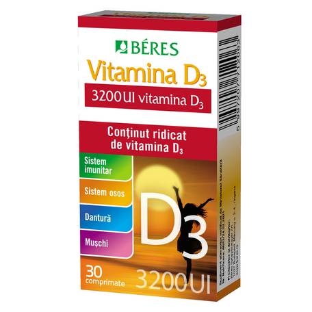 Vitamina D3, 3200 UI, 30 comprimate, Beres