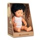 Papusa educativa Baiat caucazian cu par negru si ondulat, 38 cm, Miniland 548756
