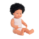 Papusa educativa Baiat caucazian cu par negru si ondulat, 38 cm, Miniland 732193