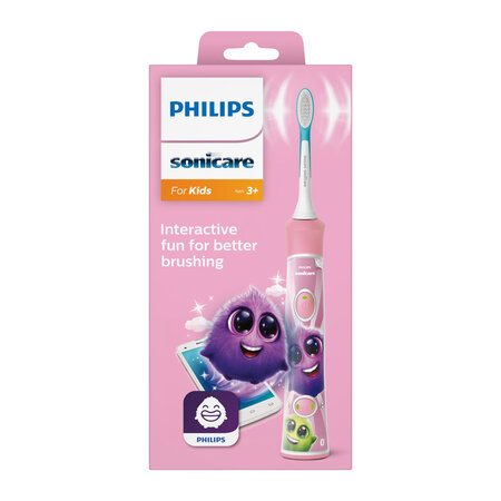 Periuta de dinti sonica electrica pentru copii Philips Sonicare, roz, HX6352/42, Philips 629219