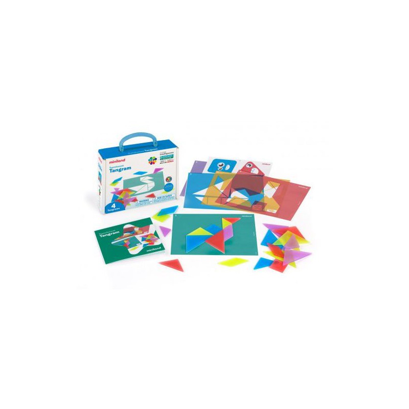 Joc creativ Tangram traditional cu piese translucide, +3 ani, Miniland