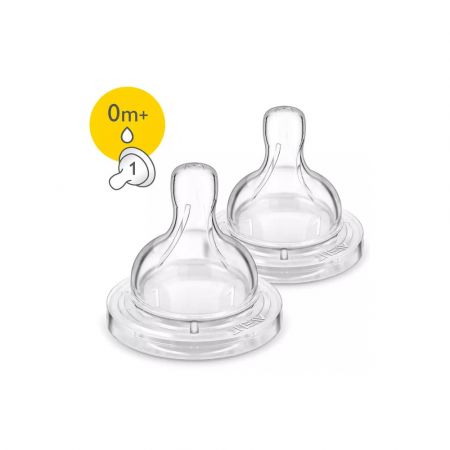 Tetina anti-colici Classic, +0 luni, 2 bucati, Philips Avent