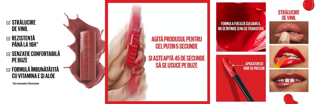 Ruj lichid rezistent cu stralucire de vinil SuperStay Vinyl Ink, 40 Witty, 4.2 ml, Maybelline