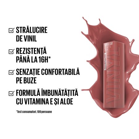 Ruj lichid rezistent cu stralucire de vinil SuperStay Vinyl Ink, 35, 4.2 ml, Maybelline 548942