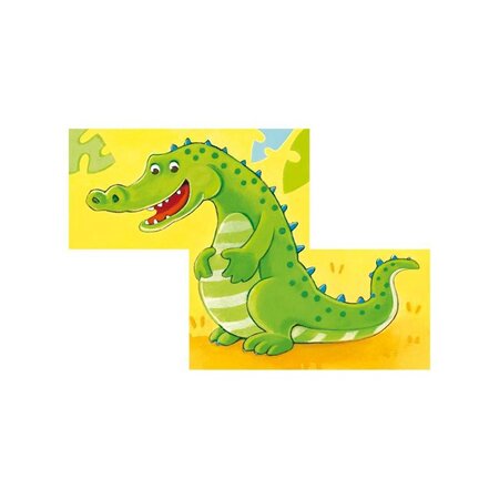 Puzzle din cuburi de lemn Animale Salbatice, +2 ani, Goki 548959