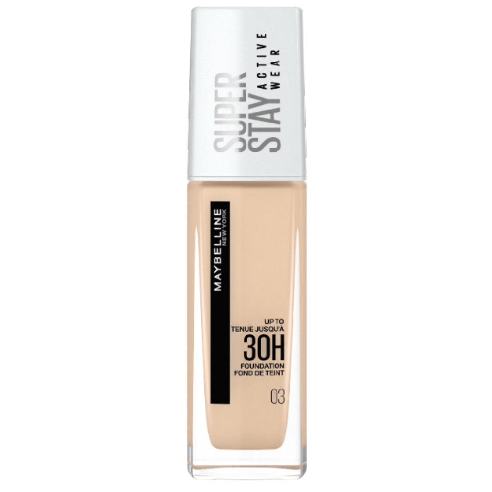 Fond de ten cu acoperire ridicata SuperStay 30H Active Wear, 03 True Ivory, 30 ml, Maybelline