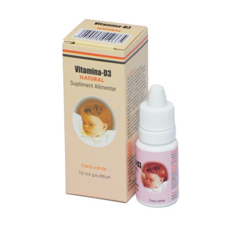 Picaturi cu Vitamina D3 Natural, 10 ml, Natural Pharmaceuticals