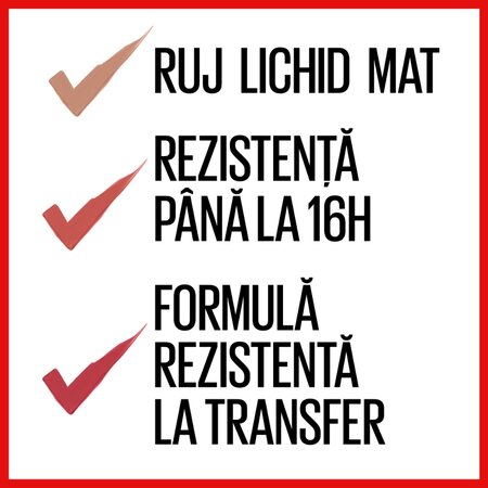 Ruj lichid Mat SuperStay Matte Ink, 80 Ruler, , 5 ml, Maybelline 549062