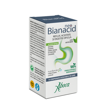 NeoBianacid cu poliprotect pentru aciditate si reflux, 14 comprimate, Aboca