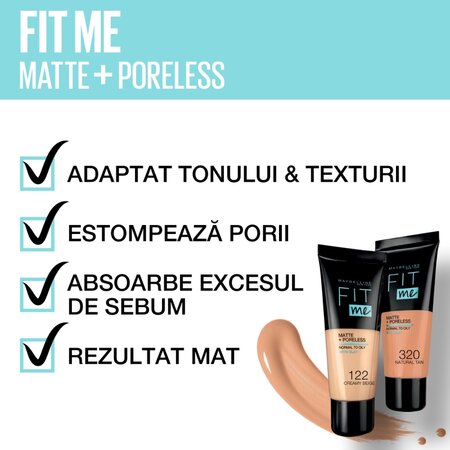 Fond de ten Fit Me Matte & Poreless, 220, 30 ml, Maybelline 549346