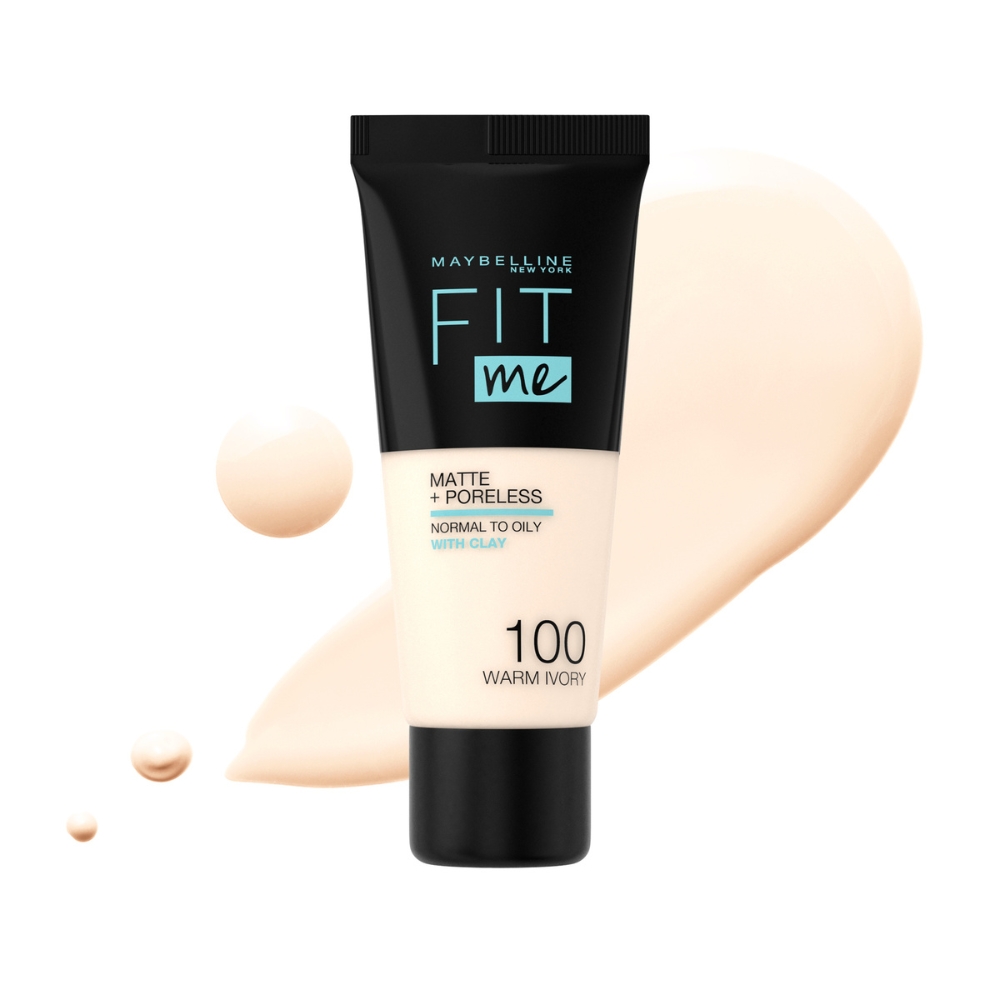 Fond de ten Fit Me Matte & Poreless, 100 Warm Ivory, Maybelline