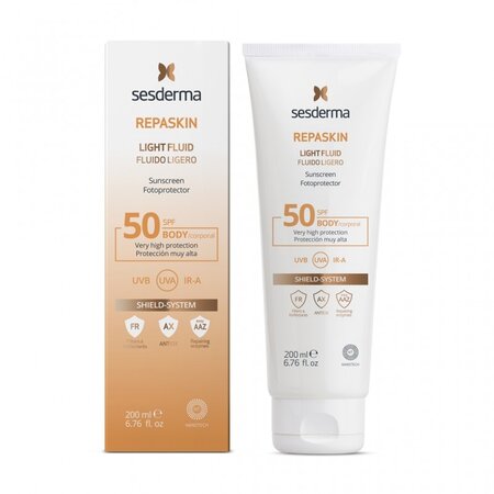 Fluid cu protectie solara pentru corp SPF 50, 200 ml + Fluid fotoprotector SPF 50, 50 ml Repaskin Summer, Sesderma 550048