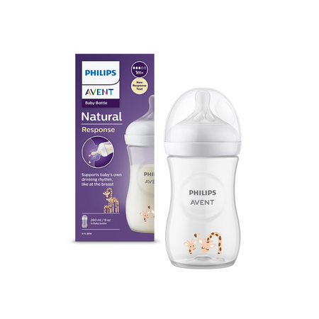 Biberon Philips Avent Natural Response, +1 luna, Girafe, 260 ml, SCY903/66, Philips 549662