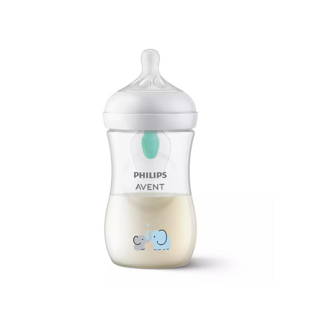 Biberon cu dispozitiv anticolici Philips Avent Natural Response cu dispozitiv AirFree, +1 luna, Elefant, 260 ml, SCY673/81, Philips 549460