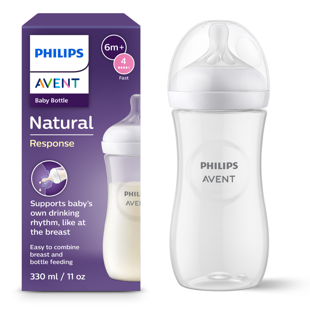 Biberon Philips Avent Natural Response, tetina cu debit rapid, 6 luni+, 330 ml, SCY906/01, Philips