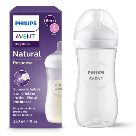 Biberon Philips Avent Natural Response, 6 luni+, tetina cu debit rapid, 330 ml, SCY906/01, Philips
