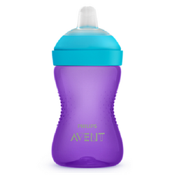 Cana cu tetina moale rezistenta la muscaturi Philips Avent, +9 luni, mov, 300 ml, SCF802/02, Philips