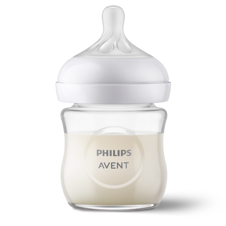 Biberon din sticla Philips Avent Natural Response, tetina cu debit lent, 0-3 luni, 120 ml, SCY930/01, Philips Avent 723730