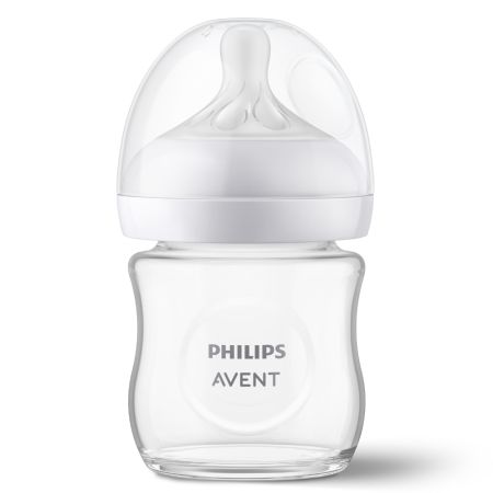 Biberon din sticla Philips Avent Natural Response, tetina cu debit lent, 0-3 luni, 120 ml, SCY930/01, Philips Avent 723731