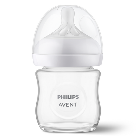 Biberon din sticla Philips Avent Natural Response, tetina cu debit lent, 0-3 luni, 120 ml, SCY930/01, Philips Avent 723731