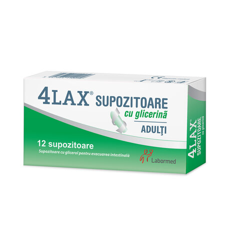 4Lax Supozitoare cu glicerina pentru adulti, 12 bucati, Labormed 644459