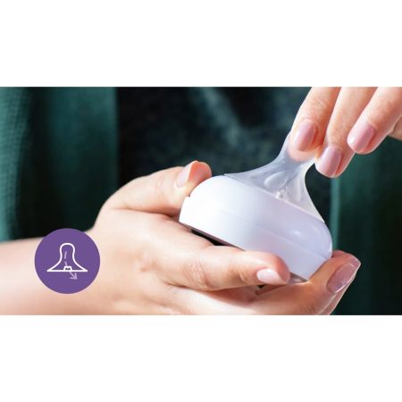 Biberon din sticla Philips Avent Natural Response, tetina cu debit mediu, 1 luna+, SCY933/01, 240 ml, Philips 760634