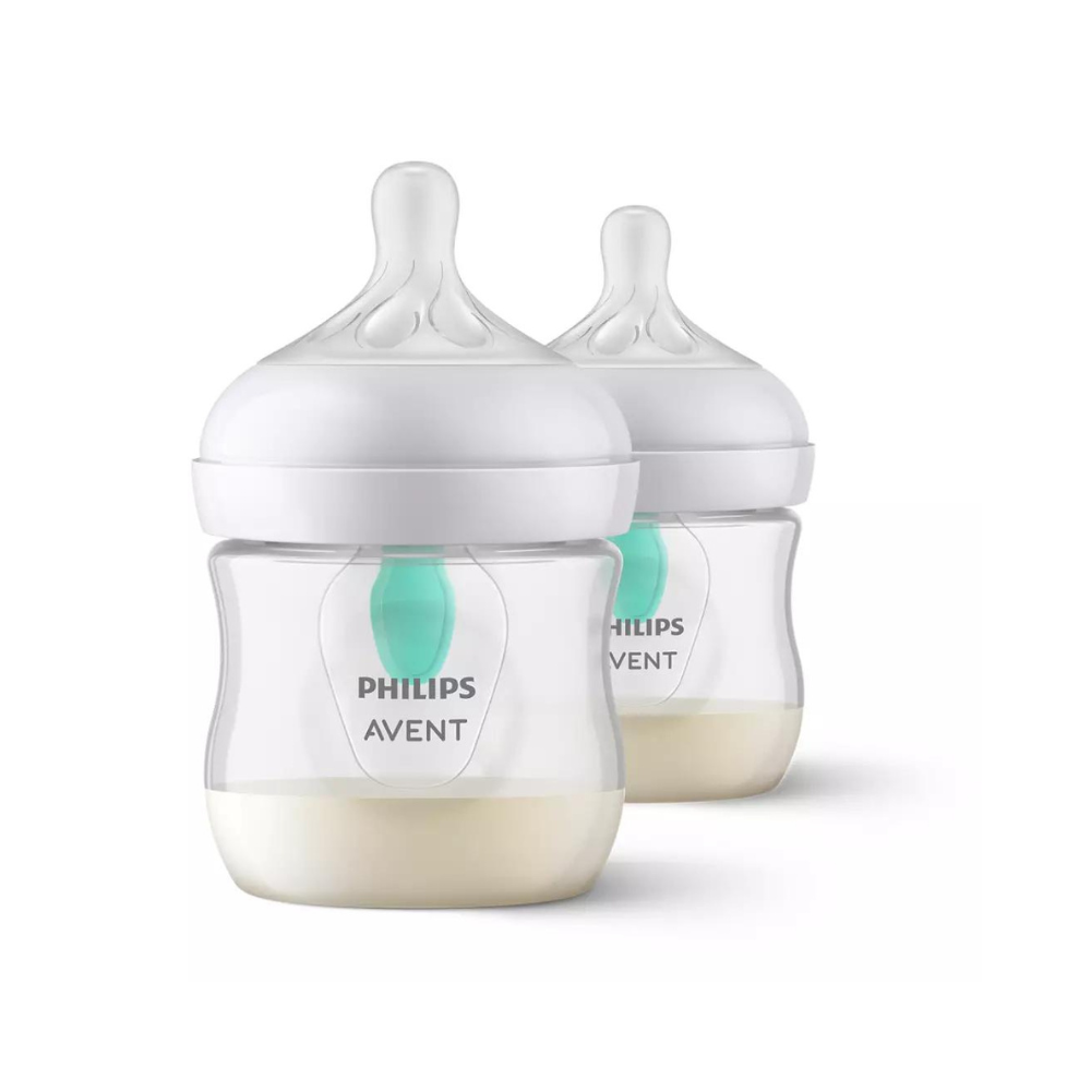 Set 2 biberoane Philips Avent Natural Response cu dispozitiv anticolici AirFree, 0 luni+, 2x125 ml, SCY670/02, Philips