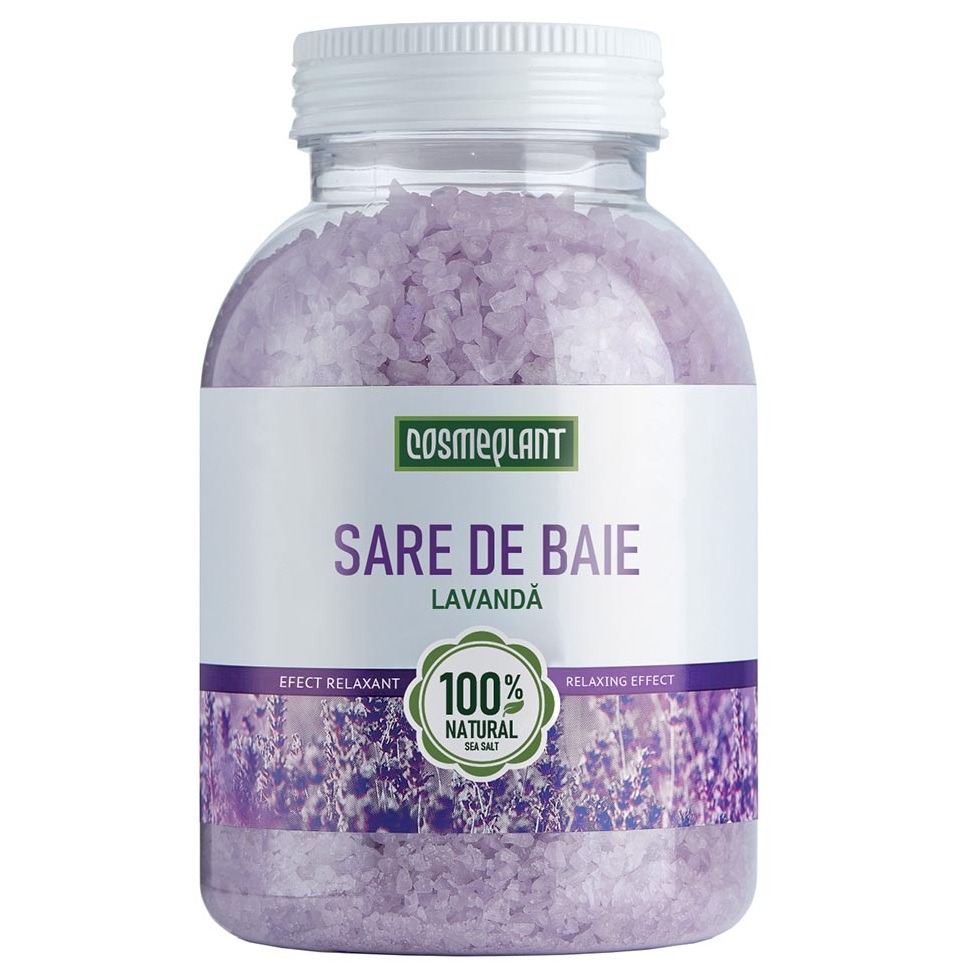 Sare de baie cu extract si ulei esential de lavanda, 1000 g, Cosmeplant
