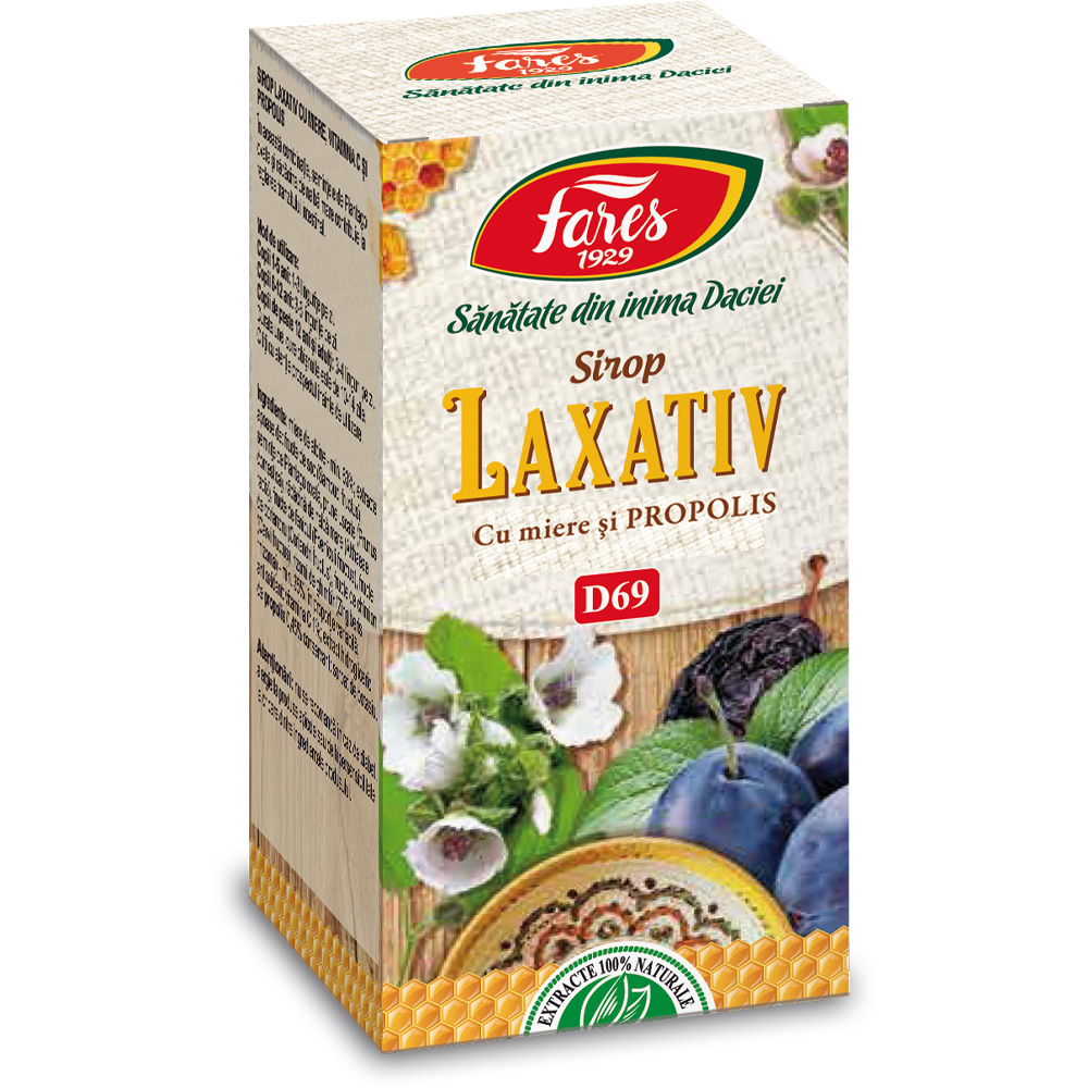 Laxativ sirop miere cu propolis, 100 ml, Fares