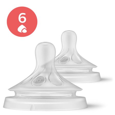 Tetina Philips Avent Natural Response, 6 luni+, debit 6, pentru lichide dense, 2 bucati, SCY966/02, Philips 723642