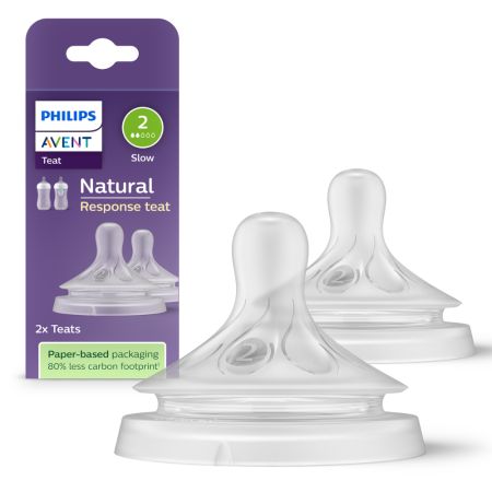 Tetina Philips Avent Natural Response, 0 luni+, debit 2, 2 bucati,  SCY962/02, Philips