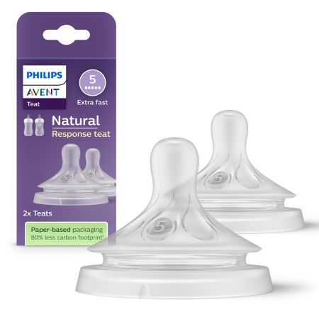 Tetina Philips Avent Natural Response, 6 luni+, debit 5, 2 bucati, SCY965/02, Philips
