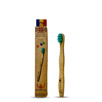 Periuta de dinti din bambus Kids, Soft, Albastru-Verde, 3-12 ani, 1 bucata, Gingia
